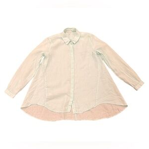 Eileen Fisher Petite Organic Irish Linen Button Down Seafoam Green MP Medium